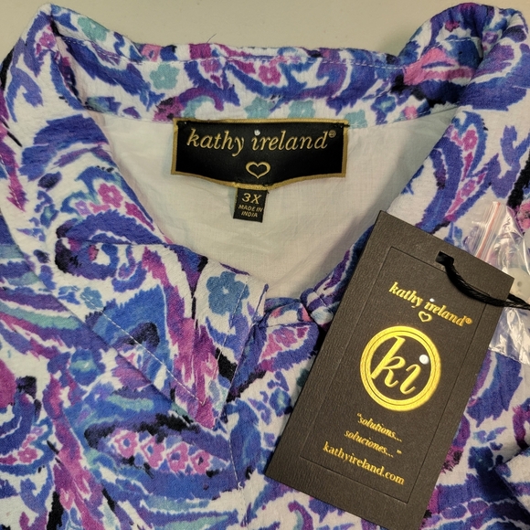 Kathy Ireland Fashion 360 Paradise Pleasure Paisley Crop Jacket Plus Size 3X - Picture 3 of 6